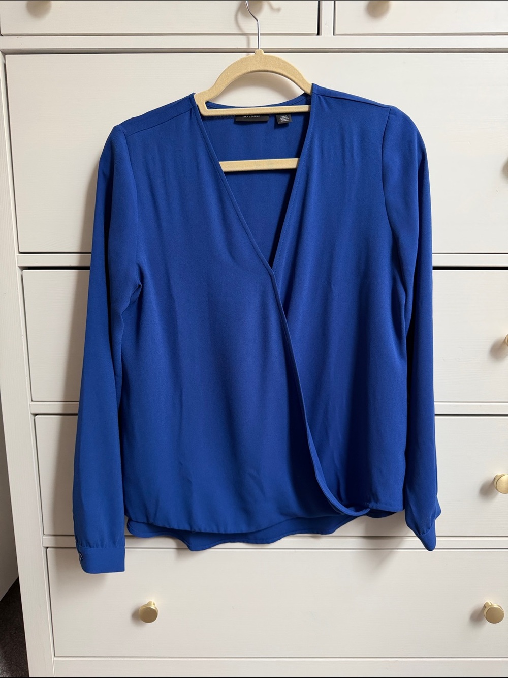 Halogen Cobalt Blue Wrap-Front Blouse